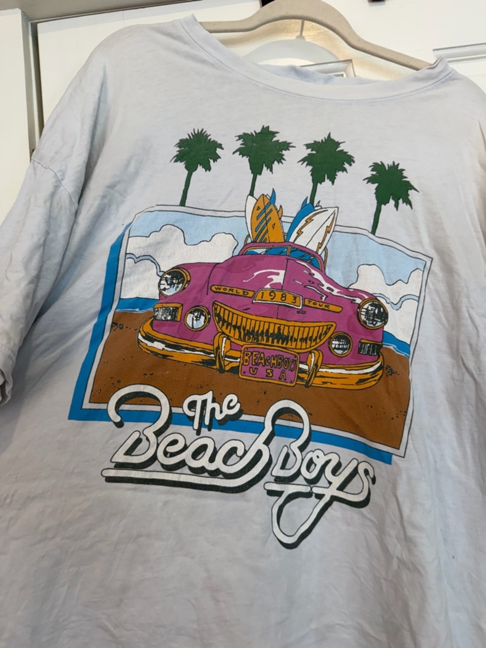 Daydreamer White Graphic Tee with Green Palm Trees - Picture 2 of 6